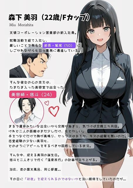 【彼氏との誕生日デートで初夜を迎えるはずが…中年上司との出張相部屋で寝取られた話。】みうみう工房@かわいい女性